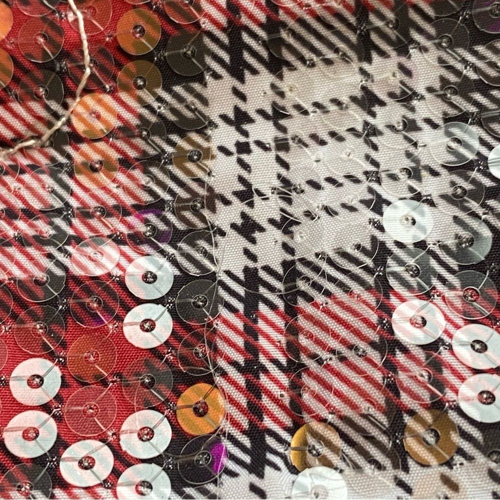 Y2K Betsey Johnson x Betseyville Black/ Red Plaid Tartan Sequined Clutch Purse - Picture 11 of 14